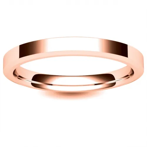 Flat Court Chamfered Edge - 2.5mm (CEI2.5R) Rose Gold Wedding Ring